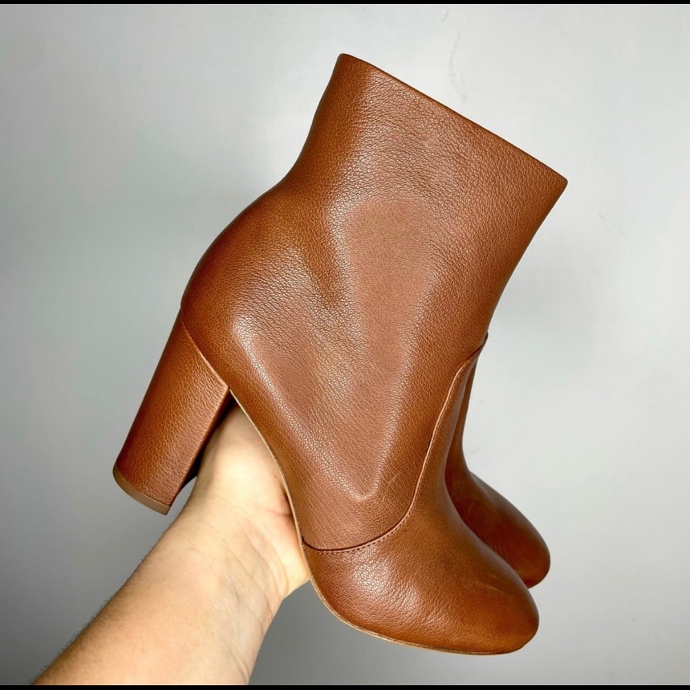 Vince Brannen Brown Leather Heeled Almond Toe Ankle Boot Womens 7.5